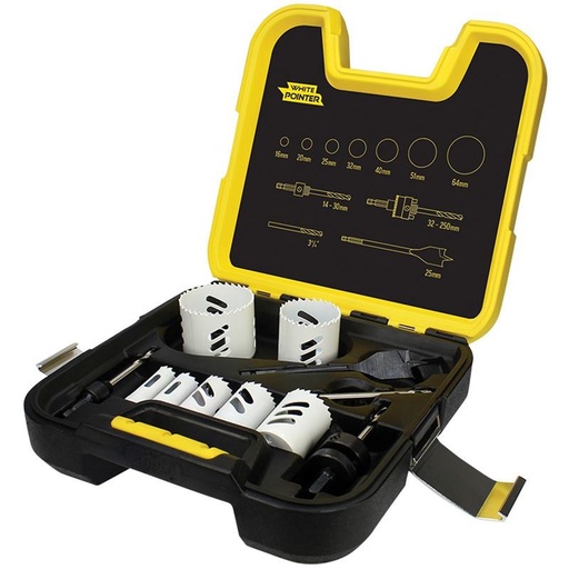 [170-HSKELW11] Electricians 11 Piece: White Pointer Holesaw Kit