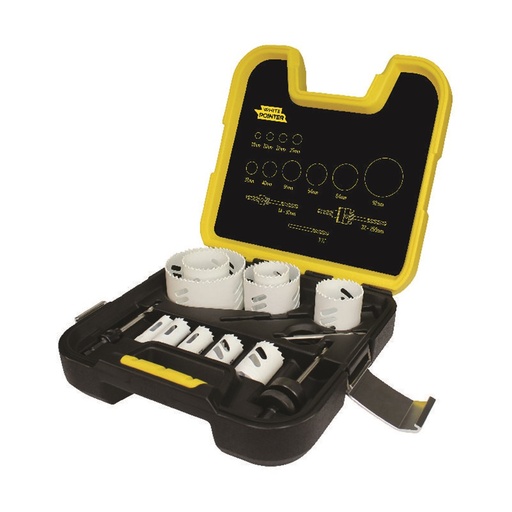 [170-HSKTRW13] Tradies 13 Piece: White Pointer Holesaw Kit
