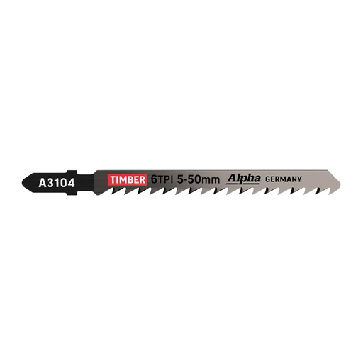 [170-A3104-5] Alpha Jigsaw Blade | 6 TPI | 100mm | CV (x5)
