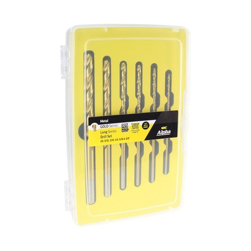 [170-9ELI-SET6] Long Series Drill Set 1/8 5/32 3/16 1/4 5/16 3/8in  In Plastic Case