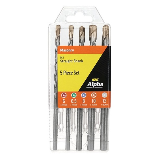 [170-MA-SET5] 5 Piece | Straight Shank Masonry Set