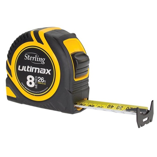[170-TMX8025I] Sterling Ultimax Tape Measure 8m/26ft x 25mm Met/Imp