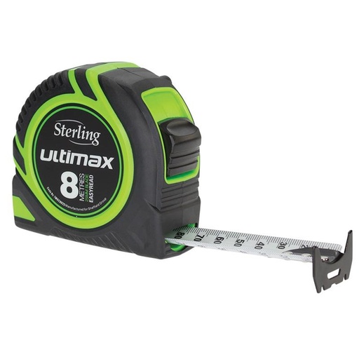 [170-TMXE8025] Sterling Ultimax Tape Measure Easyread: 8m x 25mm Metric