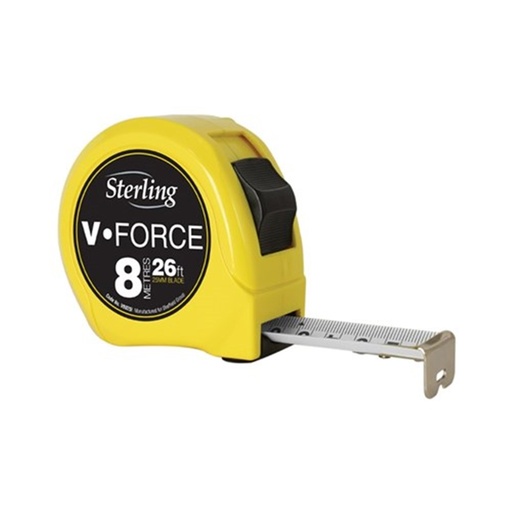 [170-V8025I] 8m/26ft x 25mm V-Force Metric/Imperial Measuring Tape