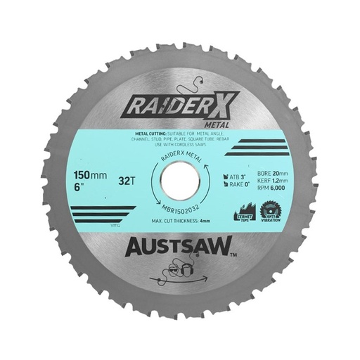 [170-MBR1502032] Austsaw RaiderX Metal Blade 150mm x 20 x 32T