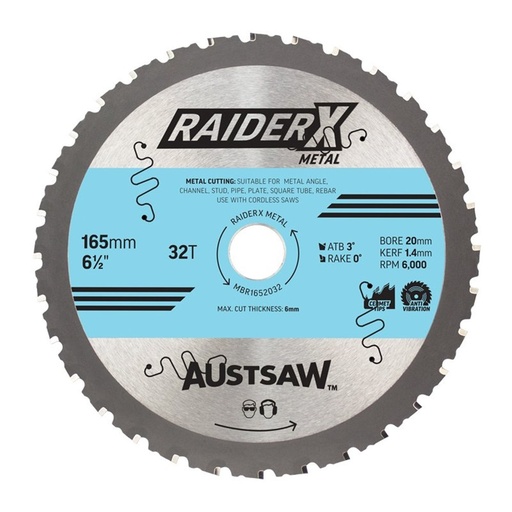 [170-MBR1652032] Austsaw RaiderX Metal Blade 165mm x 20 x 32T