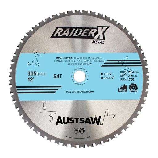 [170-MBR30525454] Austsaw RaiderX Metal Blade 305mm x 25.4 x 54T