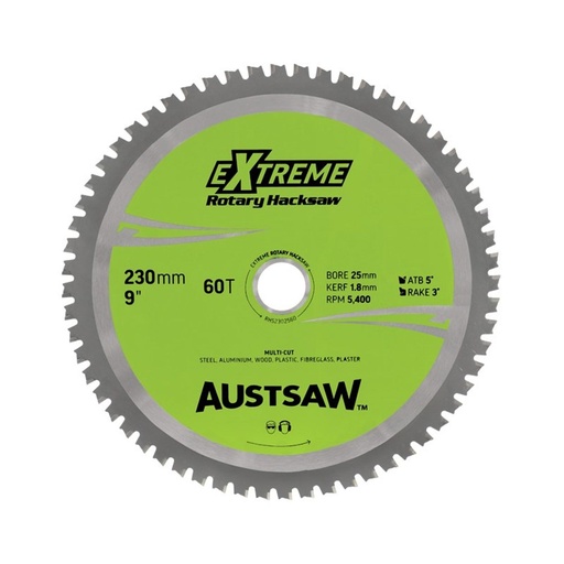 [170-RHS2302560] Austsaw - 230mm (9in) Rotary Hacksaw Blade - 25mm Bore - 60 Teeth