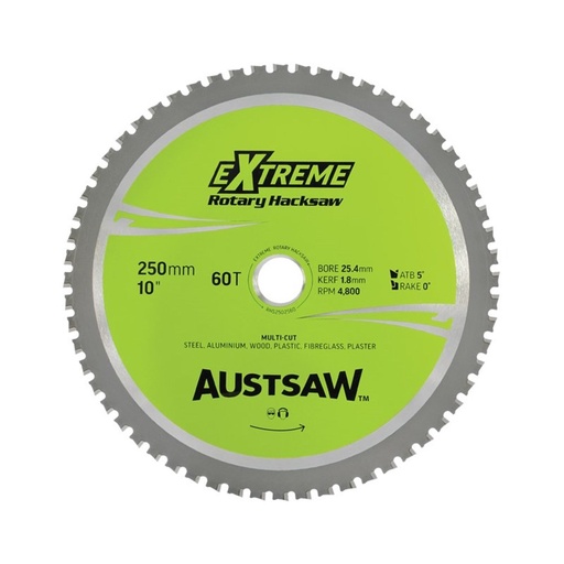 [170-RHS2502560] Austsaw - 250mm (10in) Rotary Hacksaw Blade - 25.4mm Bore - 60 Teeth