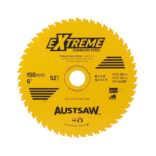 [170-SSBE1502052] Austsaw Extreme Stainless Steel Blade | 150mm x 20 x 52T