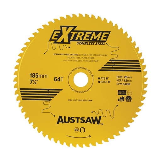 [170-SSBE1852064] Austsaw Extreme Stainless Steel Blade | 185mm x 20 x 64T