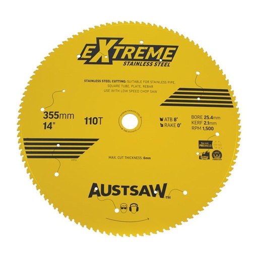 [170-SSBE355254110] Austsaw Extreme Stainless Steel Blade | 355mm x 25.4 x 110T