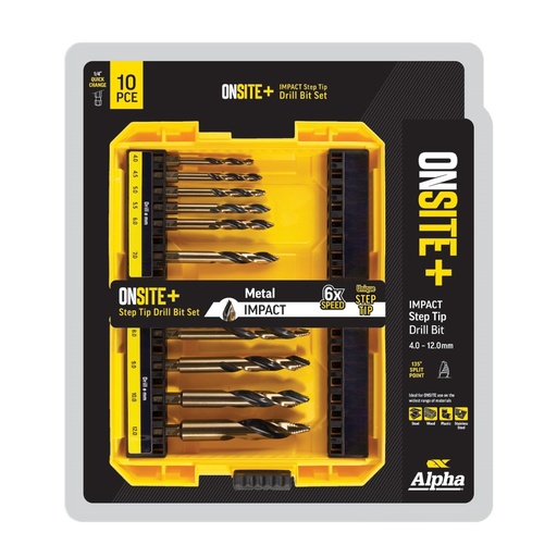 [170-SM10ST] 10 Piece | Onsite Plus Impact Step Tip Drill Set