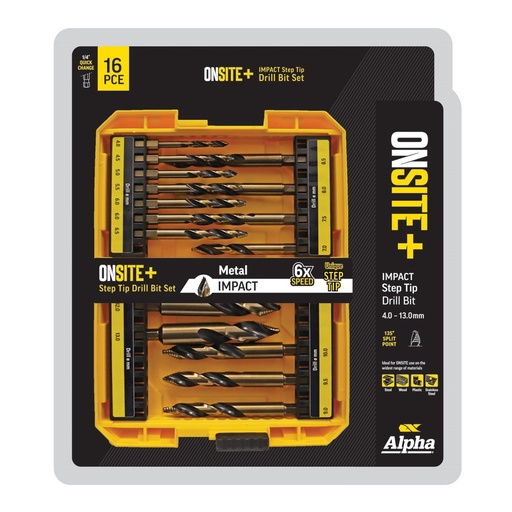 [170-SM16ST] 16 Piece | Onsite Plus Impact Step Tip Drill Set