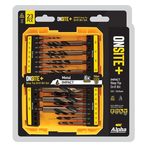 [170-SM23ST] 23 Piece | Onsite Plus Impact Step Tip Drill Set