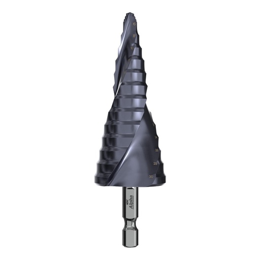 [170-9STQRM6-30SD] 6-30mm | Onsite Plus Step Drill - Spiral Flute