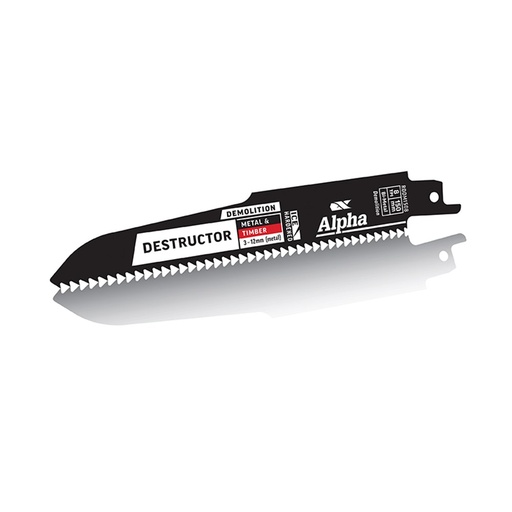 [170-RDDM1508-2] Destructor Demolition - Metal & Timber - Recip Blade, 8 TPI, 150mm - 2 Pack