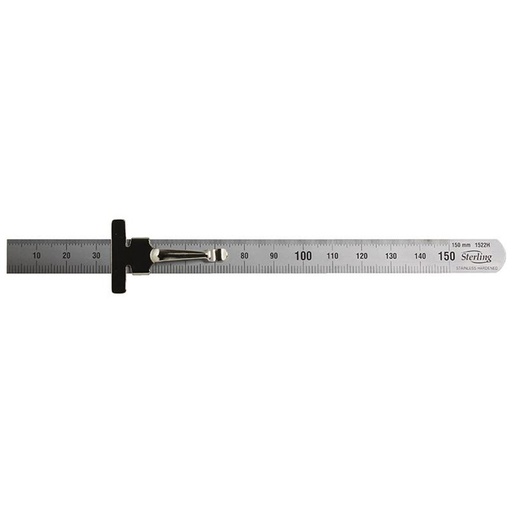 [170-1522H] 150mm/6in Matt Stainless Rule with Pocket Clip Metric Imperial
