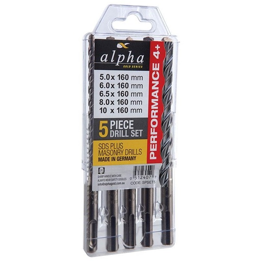 [170-SPSET5] 5 Piece | SDS Plus Masonry Drill Set x 160mm - 5.0 ,6.0 ,6.5 ,8.0 , 10mm