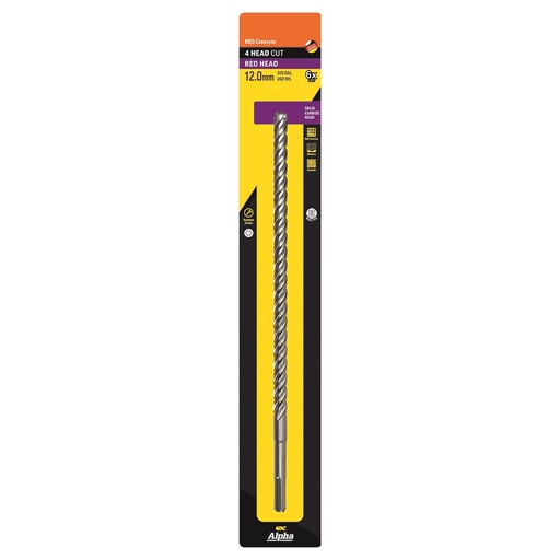 [170-CSPZ120315S] 12.0 x 315mm Reo Head SDS Plus 4 Cutter Masonry Drill Carded