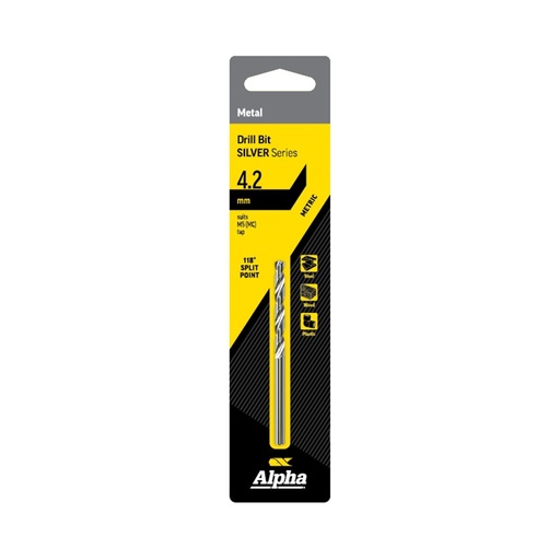 [170-C9LM042S] 4.2mm Jobber Drill Bit Carded - Silver Series