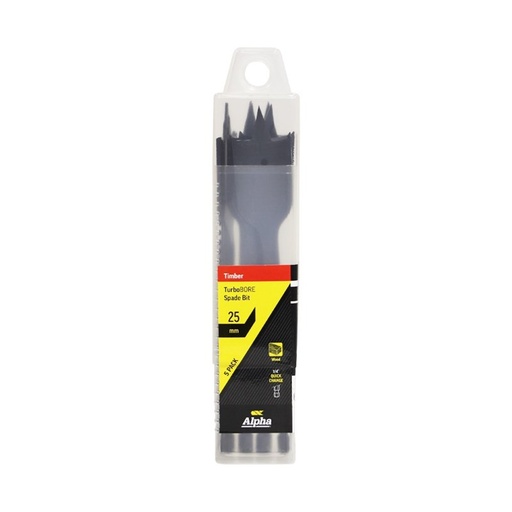 [170-TS08-25TP] 25mm TurboBORE Spade Bit | 5 Piece Trade Pack