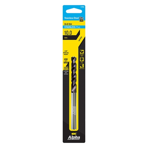 [170-C9LMP100] 10.0mm Stainless Plus Metric Drill Bit | Carded