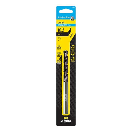 [170-C9LMP102] 10.2mm Stainless Plus Metric Drill Bit | Carded