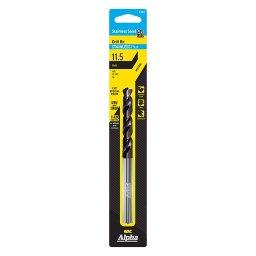 [170-C9LMP115] 11.5mm Stainless Plus Metric Drill Bit | Carded