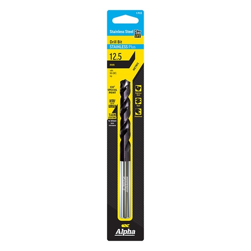 [170-C9LMP125] 12.5mm Stainless Plus Metric Drill Bit | Carded