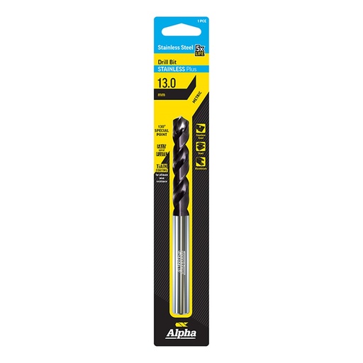 [170-C9LMP130] 13.0mm Stainless Plus Metric Drill Bit | Carded