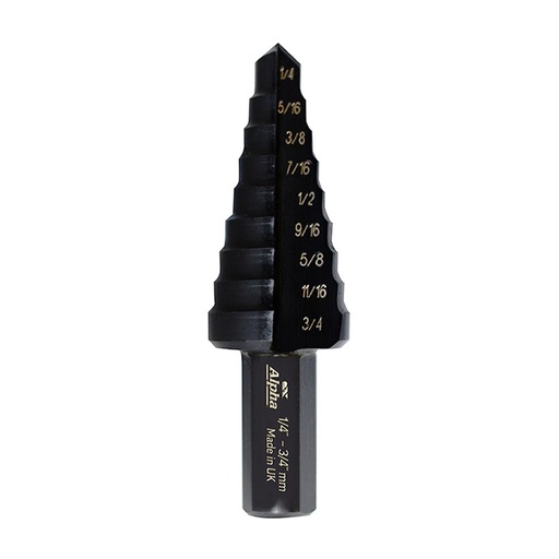 [170-9STI14-34TM] ThunderMax Step Drill Straight Flute 1/4 Inch -3/4 Inch Imperial
