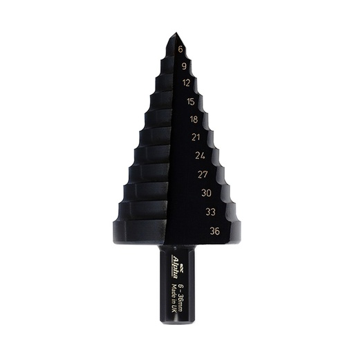 [170-9STM6-36TM] ThunderMax Step Drill Straight Flute 6-36mm Metric