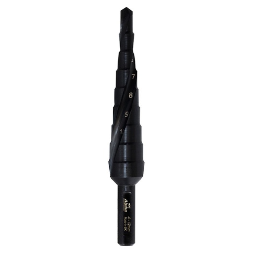 [170-9STSM4-12TM] ThunderMax Step Drill Spiral Flute 4-12mm Metric
