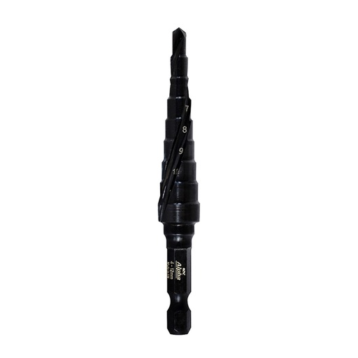 [170-C9STSIM4-12TM] ThunderMax Step Drill Spiral Flute 4-12mm Metric Impact Shank Carded