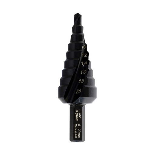 [170-C9STSM4-20TM] ThunderMax Step Drill Spiral Flute 4-20mm Metric Carded