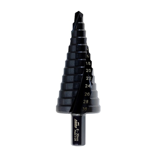 [170-C9STSM6-30TM] ThunderMax Step Drill Spiral Flute 6-30mm Metric Carded