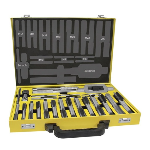 [170-ATSMCH6-24] Alpha Tap Set Metric Coarse HSS M6-M24 22 Piece Metal Box