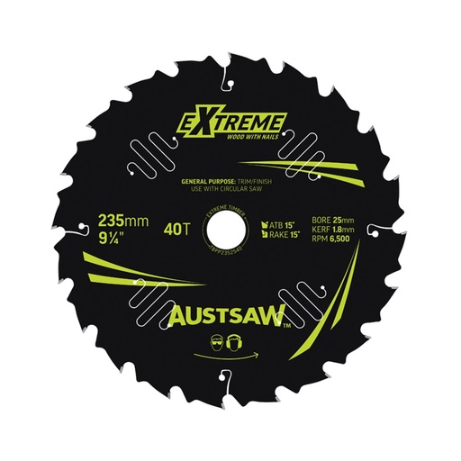 [170-TBPP2352520] Austsaw Extreme: Wood with Nails Blade 235mm x 25 Bore x 20 T Thin Kerf