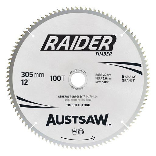 [170-TBR30530100] Austsaw Raider Timber Blade 305mm x 30 Bore x 100 T Thin Kerf