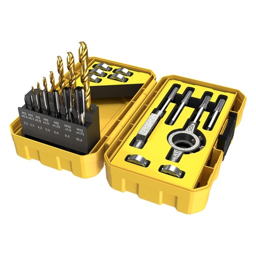 [170-SM23DTDTP-B] 23 Piece | Alpha Drill,Tap and Die Metric M3-M12 Tuffbox Pro Set | Bonus 120ml Lubricant