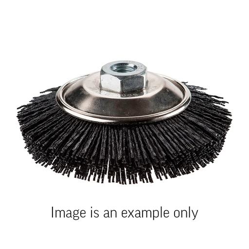 [170-GVAH-54 0325432] Dish Brush Nylon #80 Grit Silicon Carbide 125mm Dia M14 - Carded