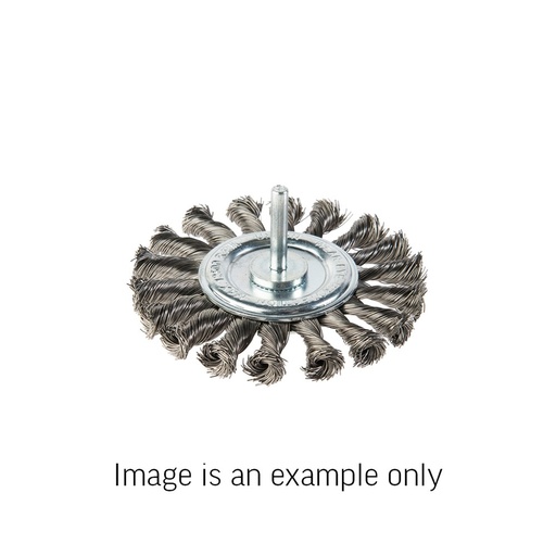 [170-KSV-35 4636332] Bevel Brush Twist Knot 6mm Spindle Mount High Carbon Steel 0.4mm Wire x 85mm Dia Carded