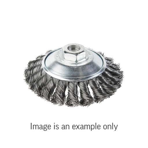 [170-KVS-44 4336492] Bevel Brush Twist Knot Stainless Steel 0.5mm Wire  x 100mm Dia M14 Carded