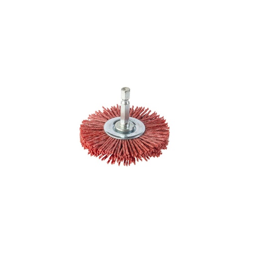 [170-QGIW-25 6142132] Wheel Brush Abrasive Nylon Alox 80Grit 65mm Dia Quick Release Hex Shank - Carded