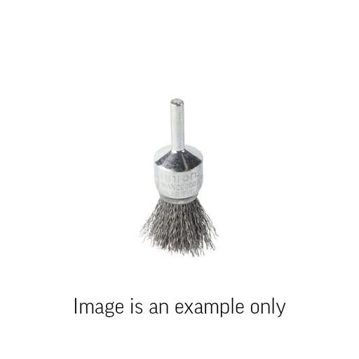 [170-SE-04 1710412] End Brush Splayed Crimped High Carbon Steel 0.3mm Wire x 12mm Dia x 6mm Shank - Carded