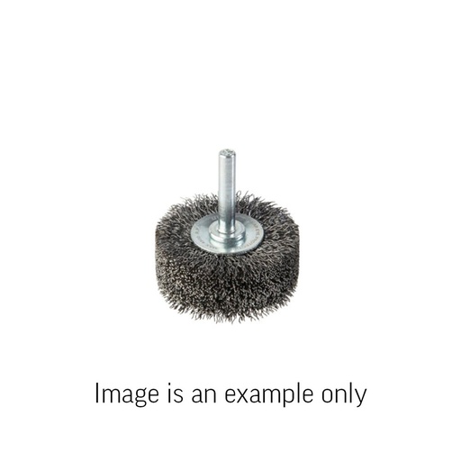 [170-SWAS-25 1425230] Wheel Brush Crimped Stainless Steel 0.3mm Wire x 65mm Dia x 6mm Spindle - Boxed