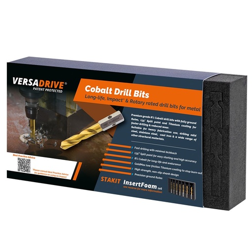[170-209010-SET4] VersaDrive Cobalt Drill Set: 12,13,14,16,18,20,22mm