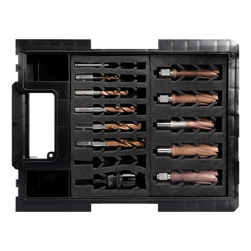 [170-STC-ETOP2-HKA-HD] VersaDrive 12 Piece Starter Kit Hardox | TCT Annular Cutter Set | Drill Set 12mm to 18mm with Mag Dr