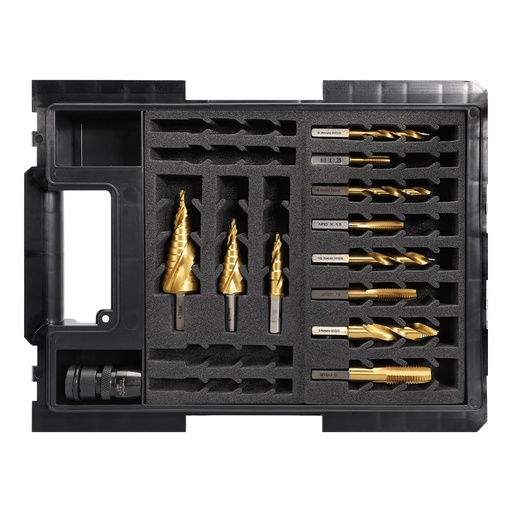 [170-STC-ETOP2-S3A-HD] VersaDrive 12 Piece Starter Kit | 8 Piece Drill and Tap Set | 3 Piece Step Drill Set 12mm to 30mm wi